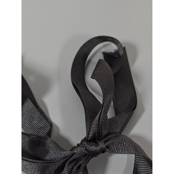 Gray Faceted Glass Bead Two Strand Black Ribbon Tie Statement Necklace 48" - Picture 6 of 8